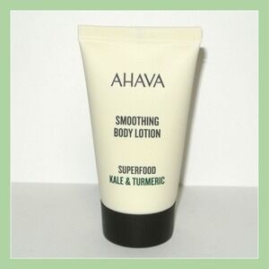 2 x Ahava Smoothing Body Lotion Superfood Kale & Tumeric 1.3 oz Travel Mini Size